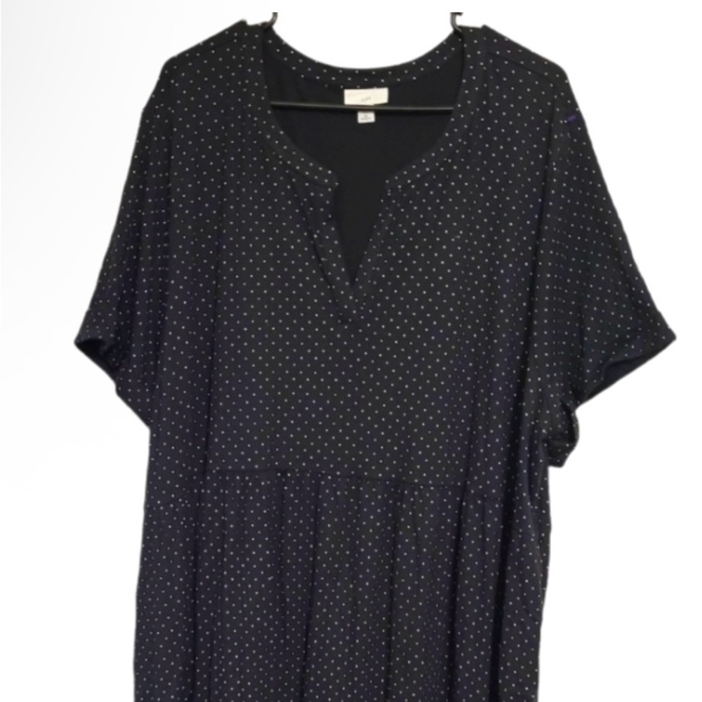 J. Jill Black & White Polka Dot Short Sleeve Midi Dress, Plus Size 4X